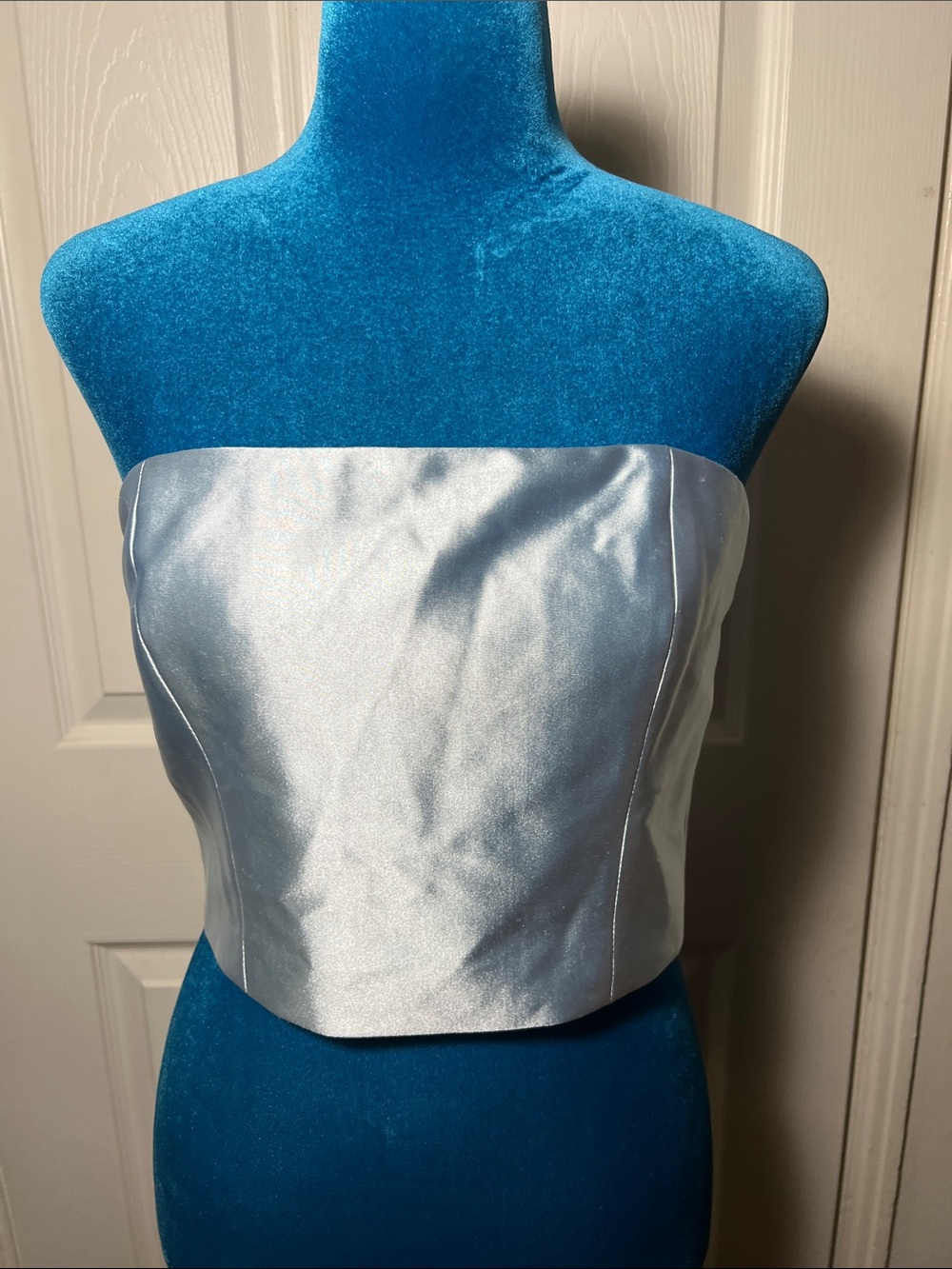 Rotate Baby Blue Satin Crop top Women’s Medium
